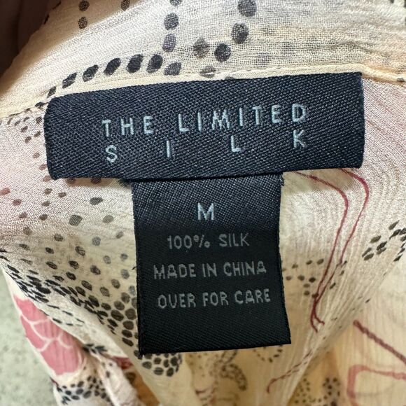 The Limited Y2k 100% Silk Sheer Retro Floral Long Sleeve Blouse Sz M Coquette - Picture 8 of 9